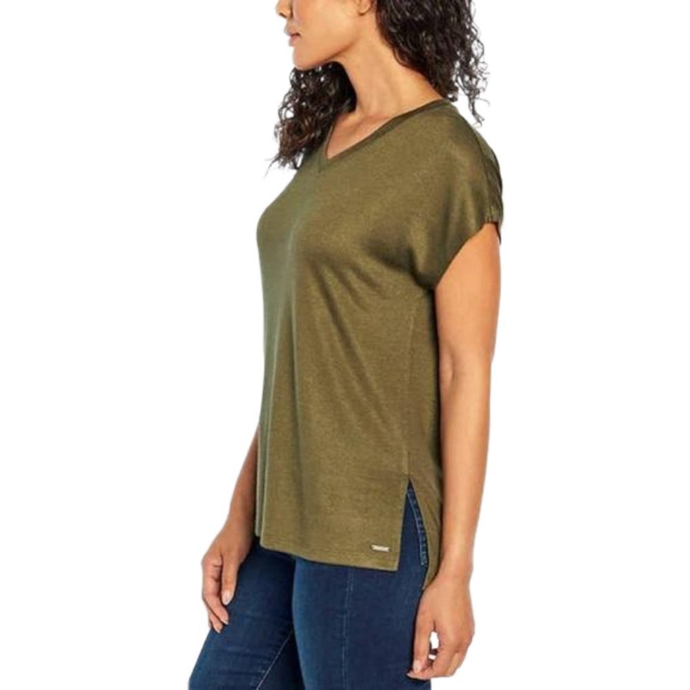 Orvis Short Sleeve Women’s V Neck Top Olive Green